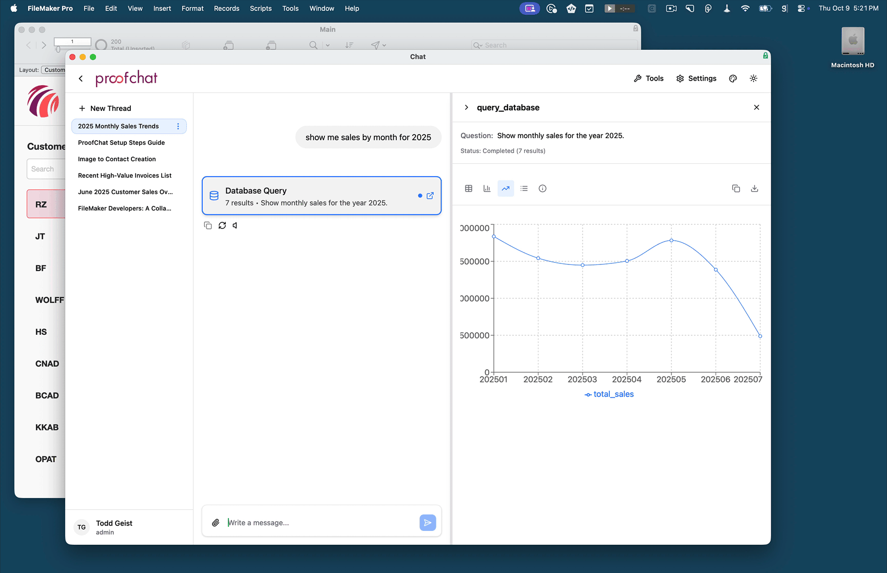 Deep linking from chat to FileMaker layouts maintaining found sets